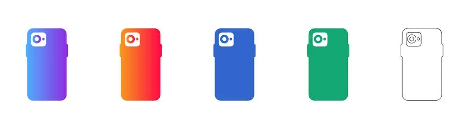 Smartphone Icon Set with Gradient and Outline Styles Stock Illustration