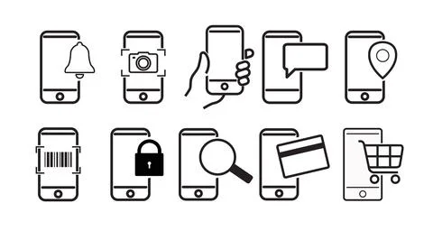 Smartphone Icon Set. Stock Illustration
