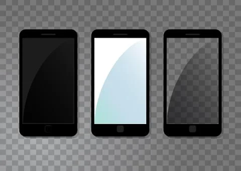 Smartphone icon set isolated on transparent background. Vector mobile phones  Stock Illustration
