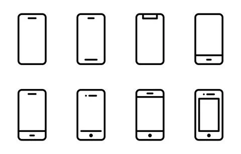 Smartphone icon set. Mobile phone vector collection. Screen and display ill.. Illustrazione stock