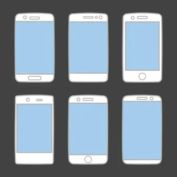 Smartphone icon vector set isolated on black background Stock Illustration