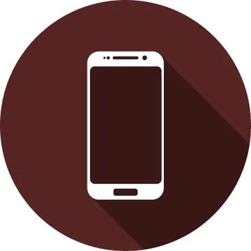 Smartphone icon. White flat image with a long shadow Stock Illustration