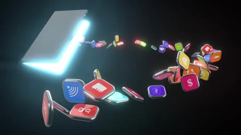 Smartphone icons extracting from screen of Foldable smartphone. telephone and Stock Illustration