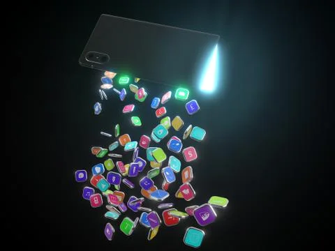 Smartphone icons extracting from screen of Foldable smartphone. telephone and Stock Illustration