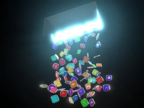 Smartphone icons extracting from screen of Foldable smartphone. telephone and Stock Illustration