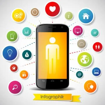 Smartphone with icons. Stock Illustration