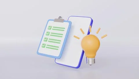 Smartphone idea checklist, creativity and promotion, Writing education concept イラスト素材