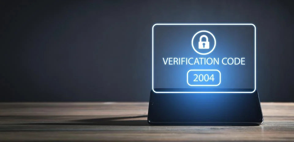 Smartphone. Identity verification code, Cyber security Stock Photos