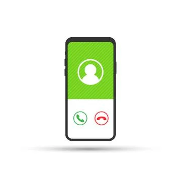 Smartphone with incoming call on display. Vector illustration. Stock Illustration
