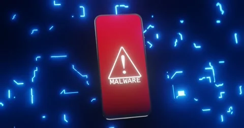 Smartphone with inscribe malware on abstract lines background. Stock Footage 162350253