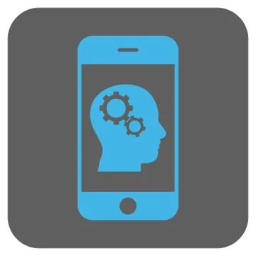 Smartphone Intellect Gears Rounded Square Vector Icon Stock Illustration