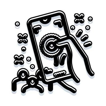 Smartphone interaction with digital technology interface concept Stock Illustration