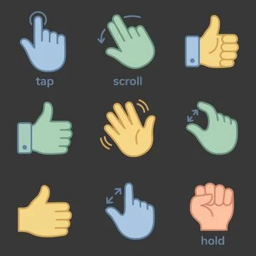 Smartphone Interaction Gesture Vector Illustration Bundle Stock Illustration