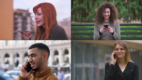 Smartphone Interaction Symphony: A Four-Part Harmony Stock Footage 267819330