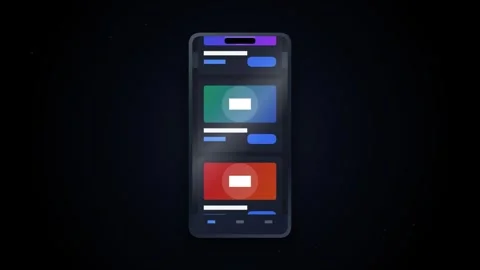 Smartphone interface animation displaying digital content feed on a sleek m.. Stock-Footage 347268017