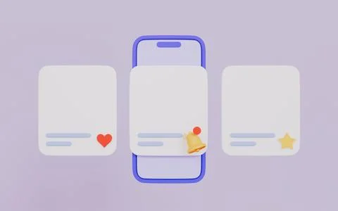 Smartphone with interface carousel and notification post on social network Stock Illustration
