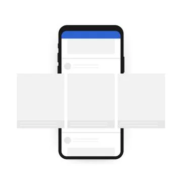 Smartphone with interface carousel post on social network. Vector stock illus Stock Illustration