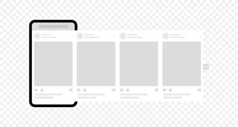 Smartphone with interface carousel post. Social network ads mockup template Stock Illustration