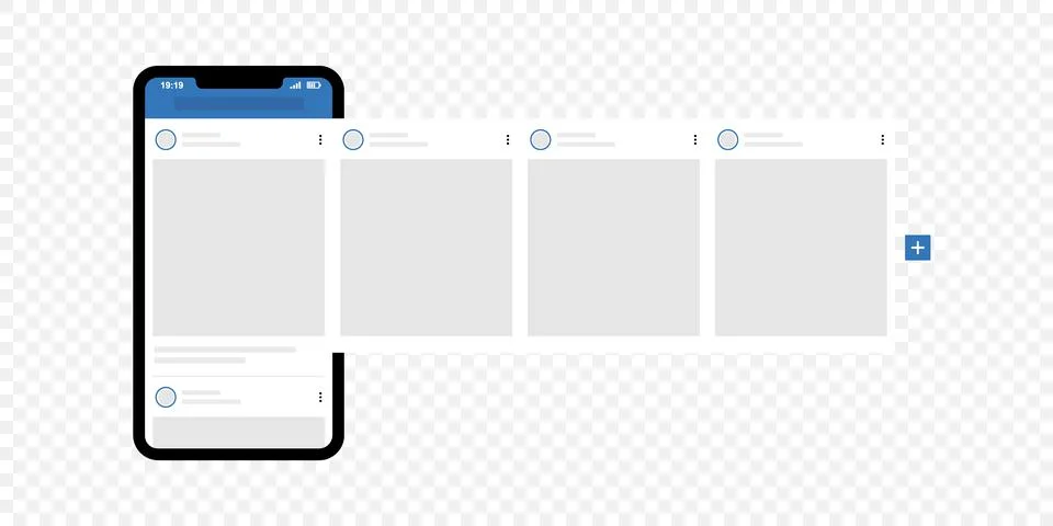 Smartphone with interface carousel posts. Carousel post for popular app Stock Illustration