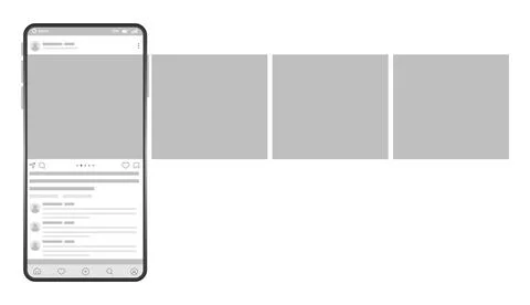 Smartphone interface post. Mock up with carousel interface post on social Stock Illustration