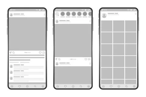 Smartphone interface post. Mock up with carousel interface post on social Stock Illustration