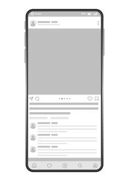 Smartphone interface post. Mock up with carousel interface post on social Stock Illustration