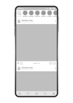 Smartphone interface post. Mock up with carousel interface post on social Stock Illustration