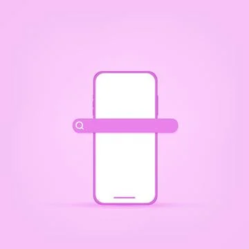 Smartphone interface with search button, 3D illustration Stock Illustration