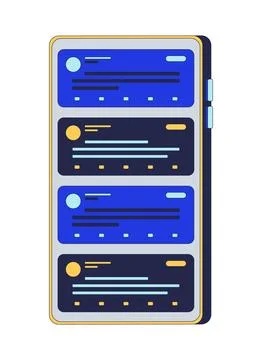 Smartphone interface with social media feed 2D cartoon object Stock Illustration