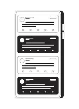 Smartphone interface with social media feed 2D line object Stock-Illustration