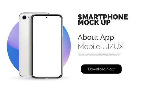 Smartphone isolate concept with white screen. High detailed 3d vector smart Stock Illustration