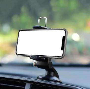 Smartphone isolated on a car Stock Photos