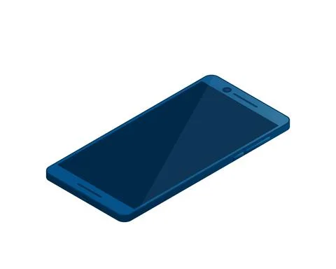 Smartphone in isometric style with the turned screen off isolated on white. Stock Illustration