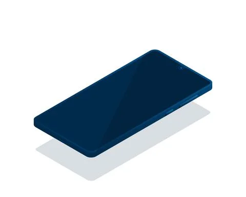 Smartphone in isometric view with turned-off screen isolated on white. Illustrazione stock