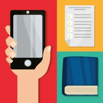 Smartphone with knowledge to leard and study Stock Illustration