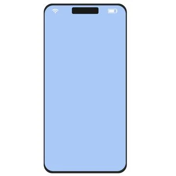 Smartphone of the latest model with a blue screen. communication and battery  Stock Illustration