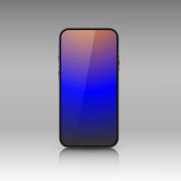 A smartphone layout with a color gradient screen. Realistic 3D mobile phone with 库存插图