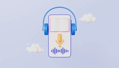 Smartphone learning audio lesson Online library, Education Podcast Stock Illustration