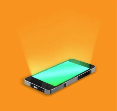 Smartphone with light screen on orange background Stock Illustration