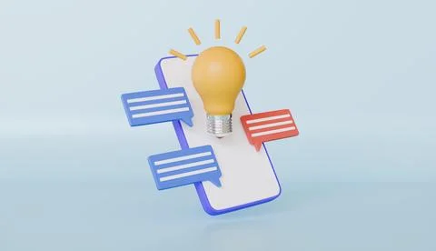 Smartphone with lightbulb message sign for digital marketing idea concept Stock Illustration