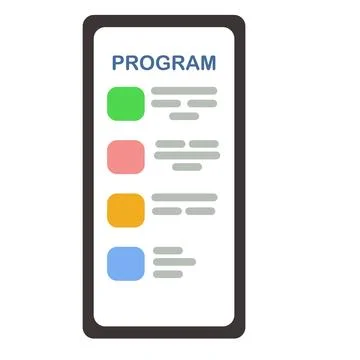 Smartphone with a list of programs. Vector illustration Stock Illustration