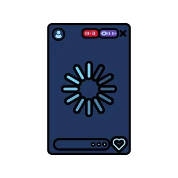 Smartphone live stream video loading outline vector isolated icon Stock Illustration