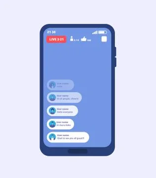 Smartphone live video stream. Streaming videos on cellphone with ui inspired by Stock Illustration