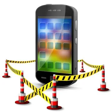 Smartphone located in restricted area Stock Illustration