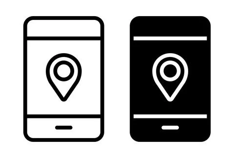 Smartphone Location Icon Set for Mapping and Navigation Applications Stock Illustration