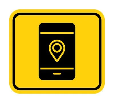 Smartphone Location Tracking Icon in Yellow Background for Navigation Use イラスト素材