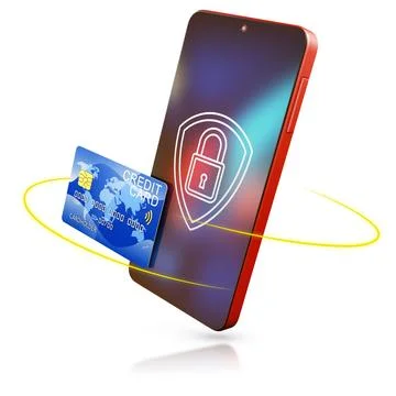 Smartphone with a lock and card Stock Illustration