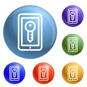 Smartphone lock icons set vector Stockillustratie