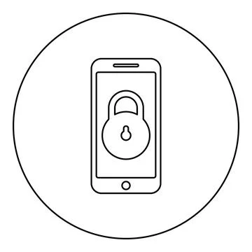 Smartphone lock personal data security cyber access concept phone locked ce.. Stock Illustration
