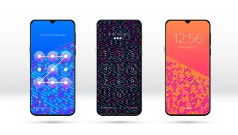 Smartphone lock screen background with abstract maze or labyrinth pattern and 库存插图